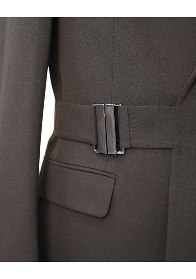 Bys Beystil Erkek Kahve Slimfit Beli Tokalı Takım Elbise