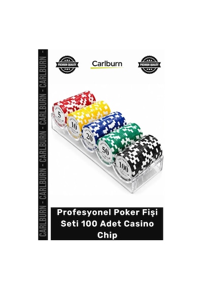 Poker Lüks Kaliteli Ağır Gramajlı Kil Kaymaz Profesyonel Poker Fişi Seti 100 Adet Casino Chip