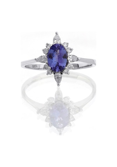 Tanzanite Pırlanta Tektaş Yüzük Beyaz