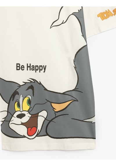 Koton Tom Ve Jerry Lisanslı Baskılı Kollu Oversize Tişört Ekru 5sal10267ık Ekru Koton Tom Ve Jerry Lisanslı Baskılı Kollu Oversize Tişört Ekru 5sal10267ık Ekru