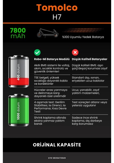 Tomolco H7 / 36v 7800mAh Elektrikli Scooter Bataryası