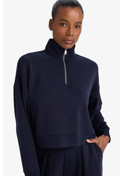 Defacto Dik Yaka Modal Sporcu Sweatshirt F9489ax26spnv146 Lacivert-nv146