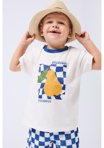 Defacto Regular Fit Kontrast Yakalı Baskılı Kısa Kollu Tişört Erkek Bebek I6235a526hser118 Ekru-er118