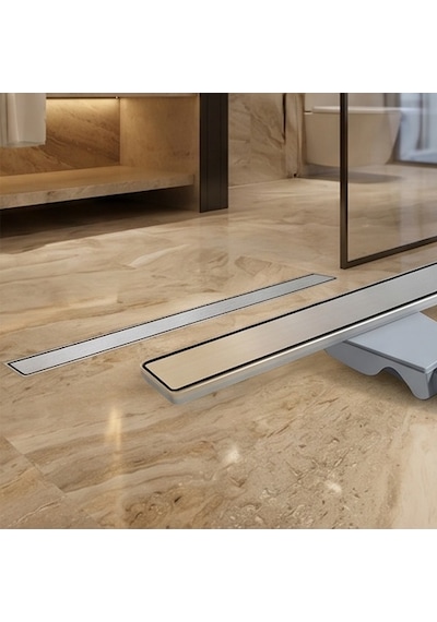 Purvex Home Lineer Duş Kanalı - Fırçalanmış 304 Paslanmaz Çelik Duş Süzgeci, Koku Önleyici Trap 50 Cm