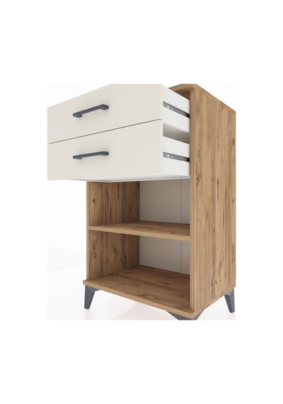 Hyperion Komodin Tek Raflı 2 Çekmeceli 60x44x96 Çam-aytaşı Çam
