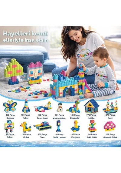 Yaratıcı Modüler Yapı Blokları Tak Çıkar Eğitici Oyuncak 300 Parça 3+ Yaş