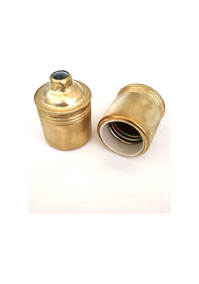 Düz Sarı Metal E27 Duy Dekoratif Standart Avize Ampul Duyu Tr