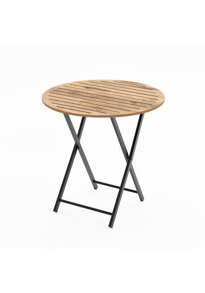 Katlanır 4 Kişilik Yuvarlak Bahçe Masası Bistro Masa 70x70 Çam 15