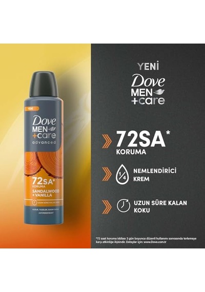 Men Care Advanced Erkek Deodorant 72 Saat Koruma Sandalwood Vanilla 150 Ml