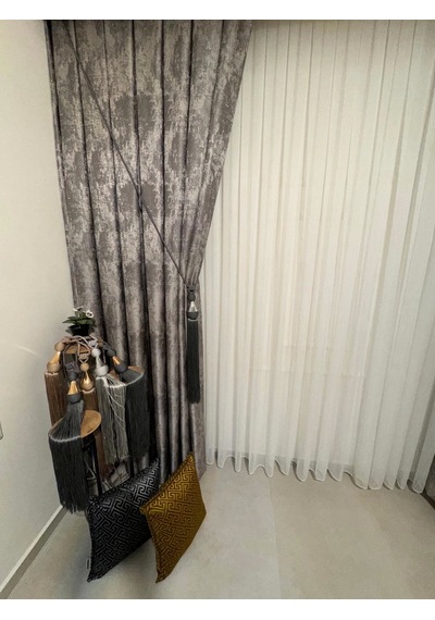 Nivemeshome Pera V-5402 Antrasit 1/3 Sık Pileli Fon Perde Apm Antrasit
