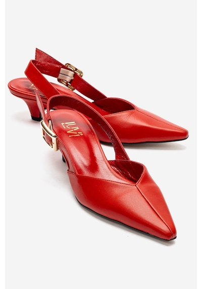Luvishoes Dıorıs Kırmızı Cilt Hakiki Deri Kadın Kısa Topuklu Ayakkabı