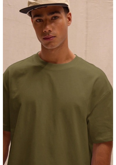 Cool Tarz Erkek %100 Organik Pamuklu Kalın Dokulu Comfort Fit Bisiklet Yakalı T-shirt Haki Haki Cool Tarz Erkek %100 Organik Pamuklu Kalın Dokulu Comfort Fit Bisiklet Yakalı T-shirt Haki Haki