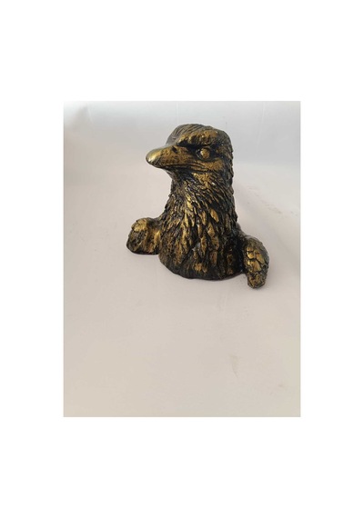 Antik Eskitme Kartal Başı Biblo - Taş Tozu Dekoratif Heykel 16x15 Cm