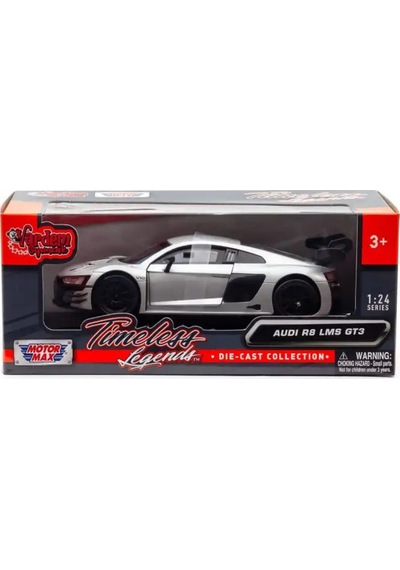 Motormax 1:24 Audi R8 Lms Gt3 Diecast Model Araba Lisanslı - Gümüş Gri Metal Koleksiyonluk Oyuncak