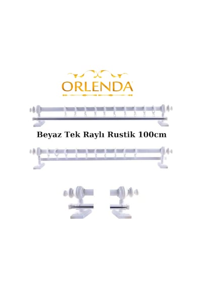 Ahşap Başlıklı Alminyum Boru Rustik Perde Askısı Tek Raylı 100 CM