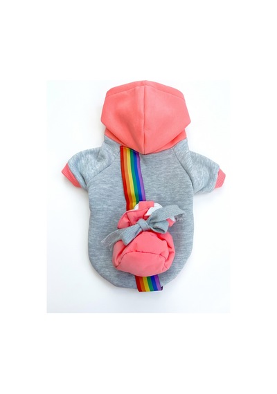 Rainbow Köpek Sweatshirt Kapüşonlu Gökkuşağı Detaylı Köpek Kıyafeti Köpek Hoodie