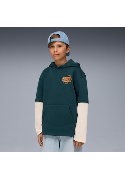 Puma Mid 90s Layered Çocuk Yeşil Kapüşonlu Sweatshirt Yeşil
