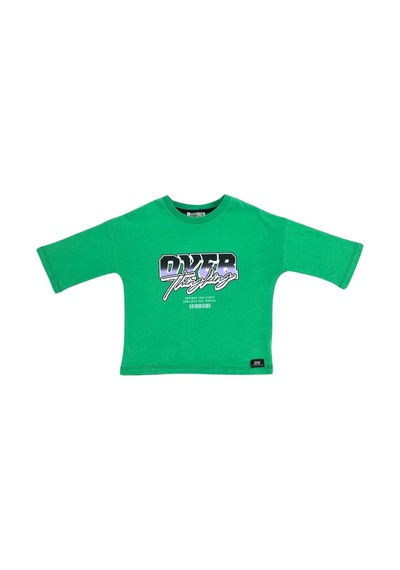 New Kids Baskılı %100 Pamuk Kız Çocuk Tişört-90493 Yeşil