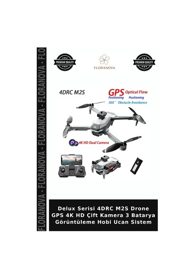 Delux Serisi 4drc M2s Drone Gps 4k Hd Çift Kamera 3 Batarya Görüntüleme Hobi Ucan Sistem