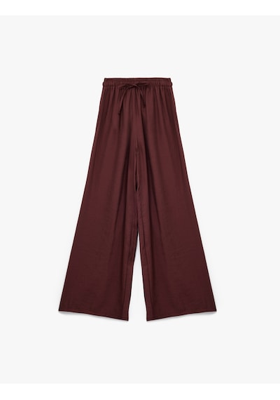 Koton Modal Cep Detaylı Beli Lastikli Bağcıklı Bol Pantolon Bordo 5sak40187ew Bordo