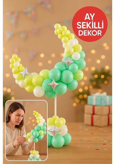 Ay Şekilli Parti Balon Dekoru Doğum Günü Masa Üstü Süsleme Seti Pastel Renkli 3d Stand Ay Şekilli Parti Balon Dekoru Doğum Günü Masa Üstü Süsleme Seti Pastel Renkli 3d Stand