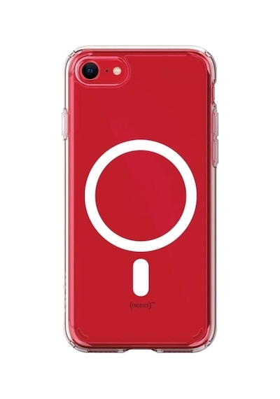 Apple iPhone Uyumlu Se 2020 Kılıf Magsafe Wireless Kablosuz Şarj Destekli Sert Şeffaf Darbe Emici Kapak Turuncu