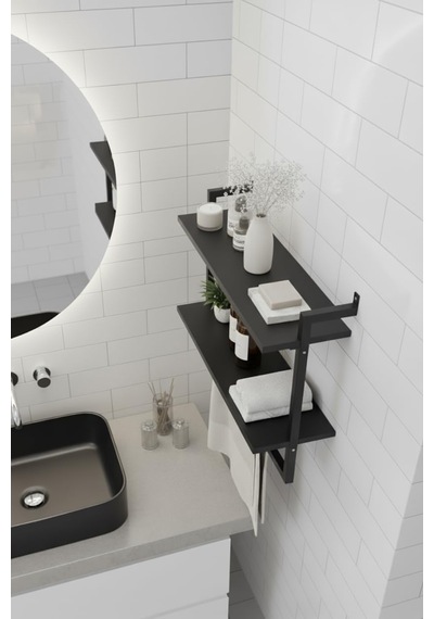 2'li Duvara Monte Banyo Rafları Antrasit Diğer