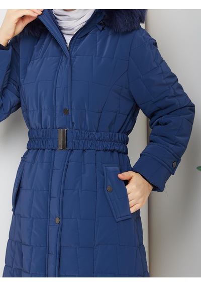 Eslemnur Nova Kumaş Şişme Mont 100cm Mavi