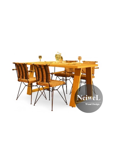 Neiwel Garden Zena Doğal Ahşap Bahçe Yemek Masası-70-140 Açık Ceviz