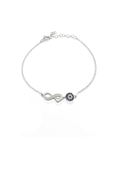 Brezza Lusso Jewelry Gümüş Taşlı Sonsuzluk Ve Göz Bileklik Kalpli Gümüş Kadın Bileklik