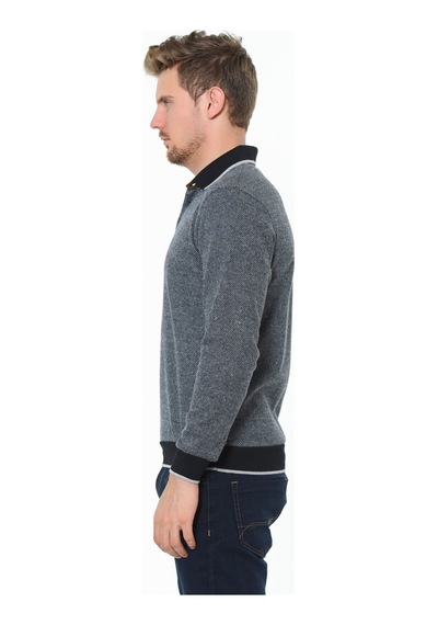1038 Dewberry Erkek Sweatshırt-noktalı Lacivert