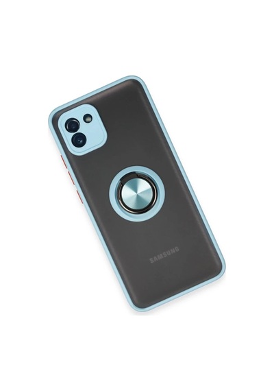 Galaxy A03 Kılıf Montreal Yüzüklü Silikon Kapak - Buz Mavi