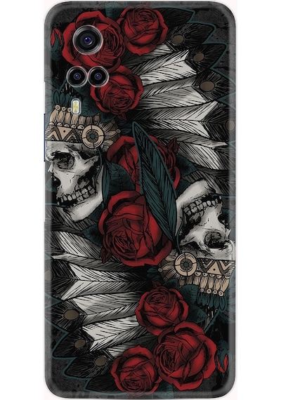 Vivo Y53S Kılıf Silikon Desen Skull Rose 1673