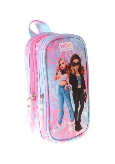 Wow Generation Kız Çocuk Wonderful Baskılı Pembe - Turkuaz İlkokul Kalem Çantası - Okul Kalemliği - W6071