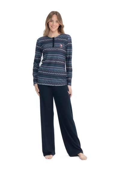 U.S. Polo Assn. U.s. Polo Assn. Kadın Lacivert Patlı Bol Paça Pijama Takımı 11025k.z.1et.ag7.r.1.ou.1.p3.023kmlke