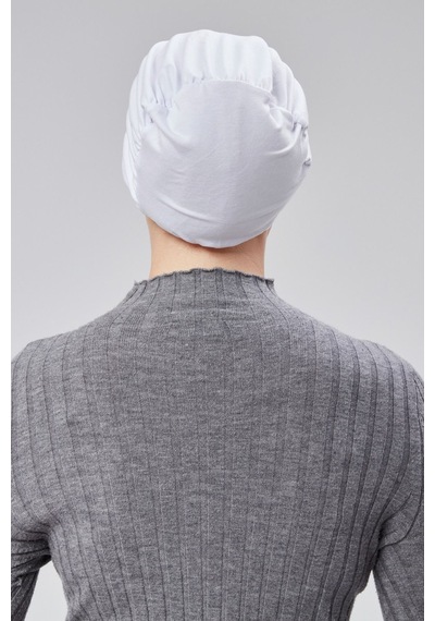 Sonbaharmoda Kadın Tesettür Hazır Pratik Geçmeli Bone Lastikli Kaymaz Beyaz