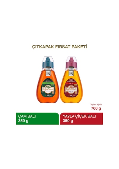 Balparmak 2'li Çıtkapak Fırsat Paketi Çam Balı 350 G + Yayla Balı 350 G