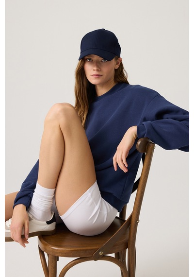 Los Ojos Lacivert Geniş Kalıp Bisiklet Yaka Sweatshirt Crew Neck Lacivert Lacivert