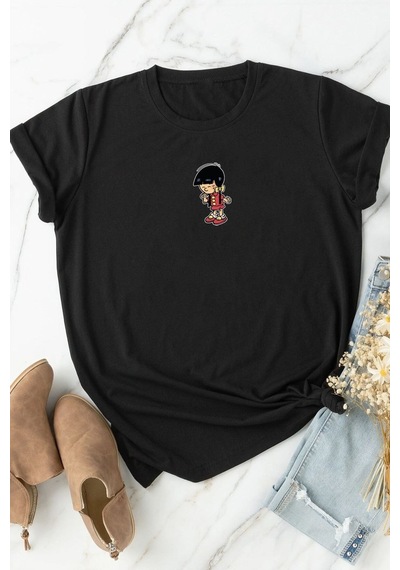 Unisex Chen Üzümlü Kekim Baskılı T-shirt Siyah