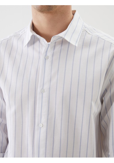 Lcw Vision Beyaz Regular Fit Kısa Kollu Çizgili Oxford Erkek Gömlek