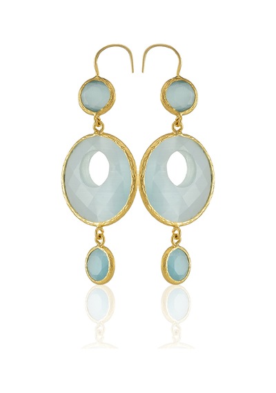 Kadir Jewellery 22 Ayar Altın Kaplama Kadın Sallantılı Küpe -el İşçiliği Ve Hipoalerjenik Küpe Açık Mavi 17223120