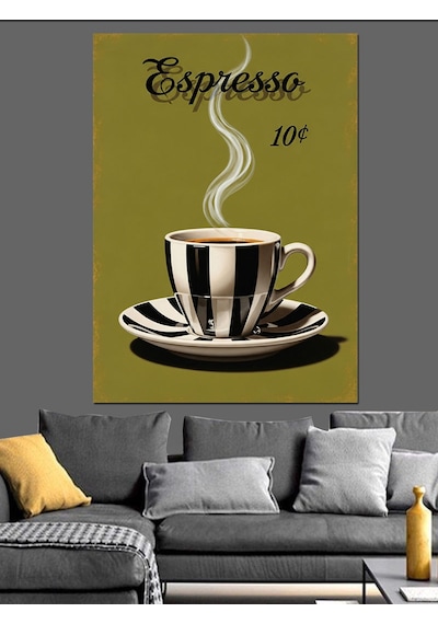 Ahşap Tablo Espresso Kahve Fincanı Çizimi