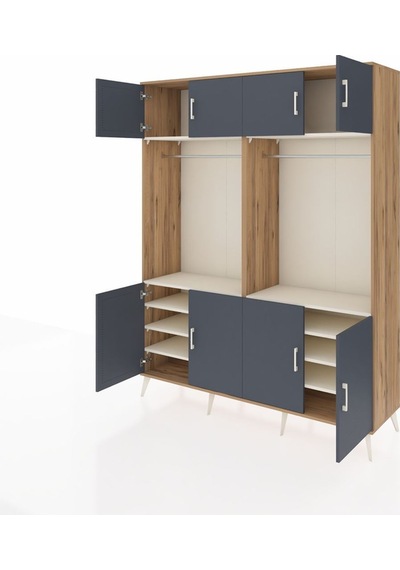 Hyperion Gardrop 10 Raflı 8 Kapaklı 2 Askılı 176x44x221 Çam-antrasit/aytaşı Beyaz Hyperion Gardrop 10 Raflı 8 Kapaklı 2 Askılı 176x44x221 Çam-antrasit/aytaşı Beyaz
