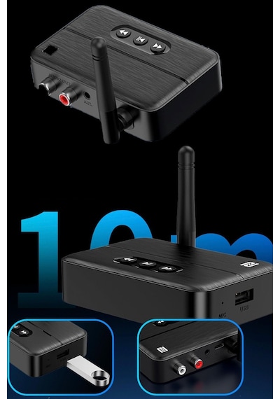 Antenli Bluetooth Alıcı Aux Ses Adaptörü Araç İçi Kablosuz Müzik Çalar Receiver