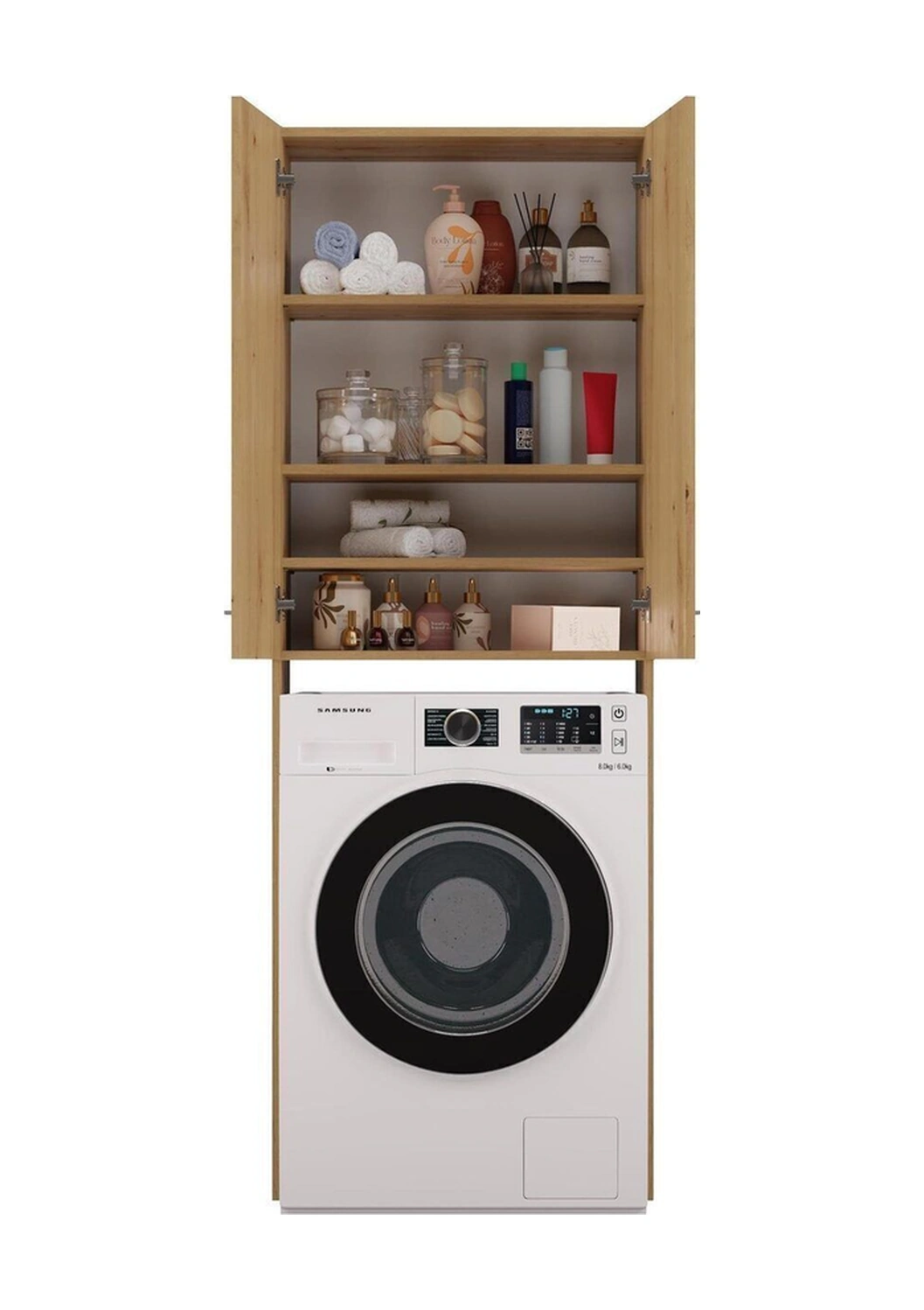 Ruken Banyo Dolabı-çok Amaçlı-çamaşır Makinesi Dolabı Atlantik Çam