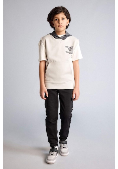Defacto Erkek Çocuk Kapüşonlu Baskılı Skuba Dalgıç Kumaş Kolsuz Sweatshirt G6137a826spgr492 Gri-gr492