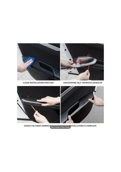 Honda Civic Fc5 Fk7 Type-r İçin 2016-2021 Karbon Fiber Kapı Kol Dayama Koruyucu Kapak Trim