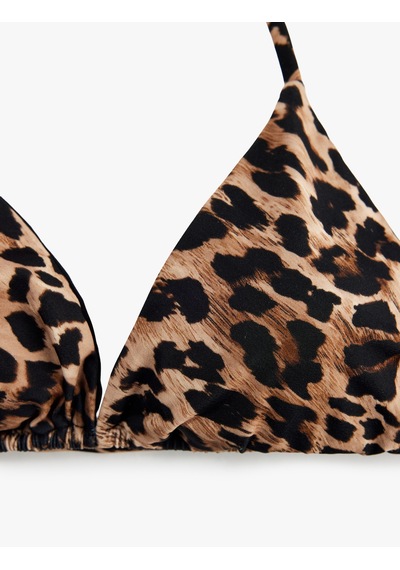 Koton Leopar Desenli Üçgen Bikini Üstü Kahverengi Desenli 6sak10021mm