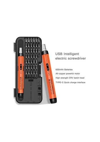 Jenerik 3.7v Şarjlı Mini Elektrikli Tornavida Seti 500mah Type-c Manyetik Hassas Uçlu Vida Seti 38 P