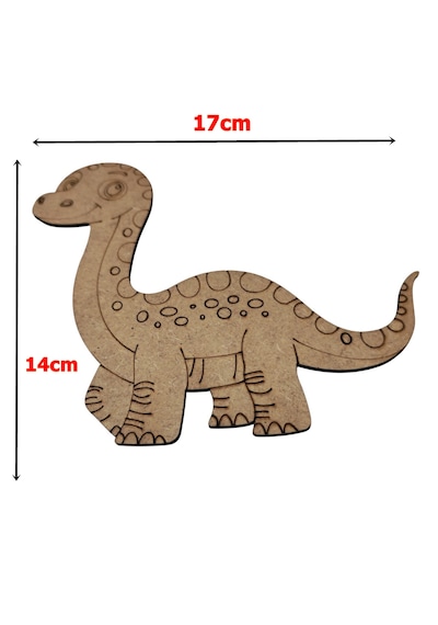 Ahşap Boyanabilir Dinozor Figürü Brontosaurus 17x14 Cm - 3mm Mdf Eğitici Boyama Seti 10 Adet